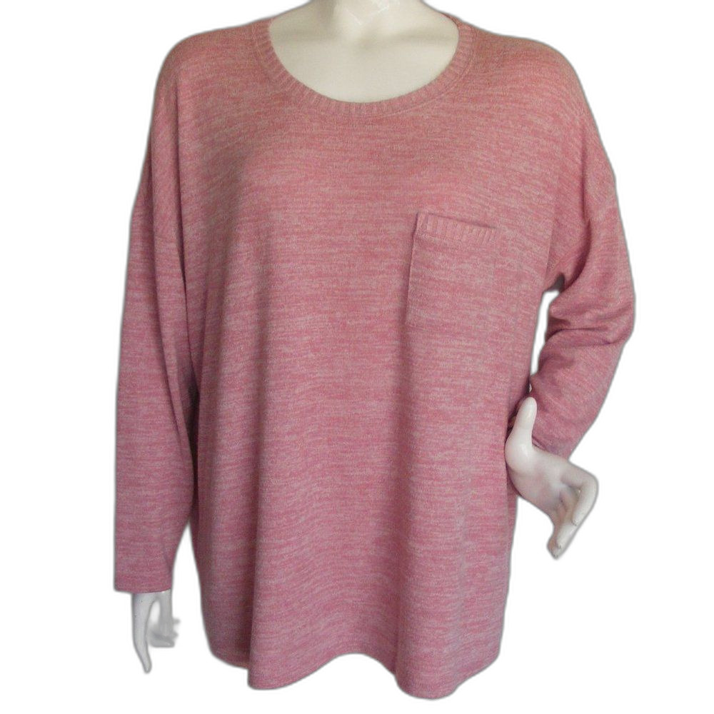 TORRID Sweater, 2/2X, Pink Space Dye, Pullover, Long sleeves, Pocket, Rayon